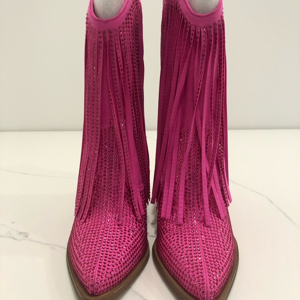 Jessica Simpson “Paredisa” Pink Fringe Heeled Boots. BRAND NEW. NEVER WORN. - Picture 4 of 8